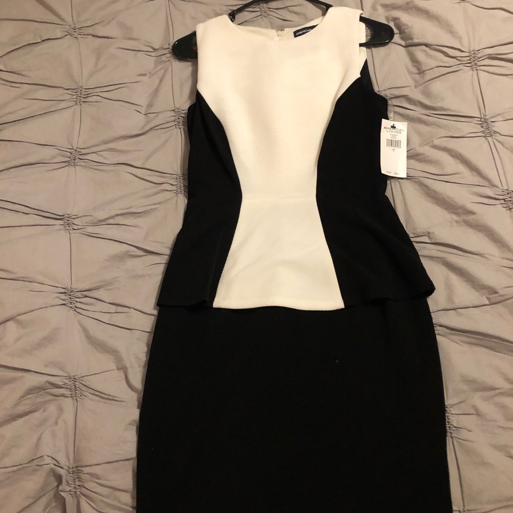 Black & White Peplum Professional Dress